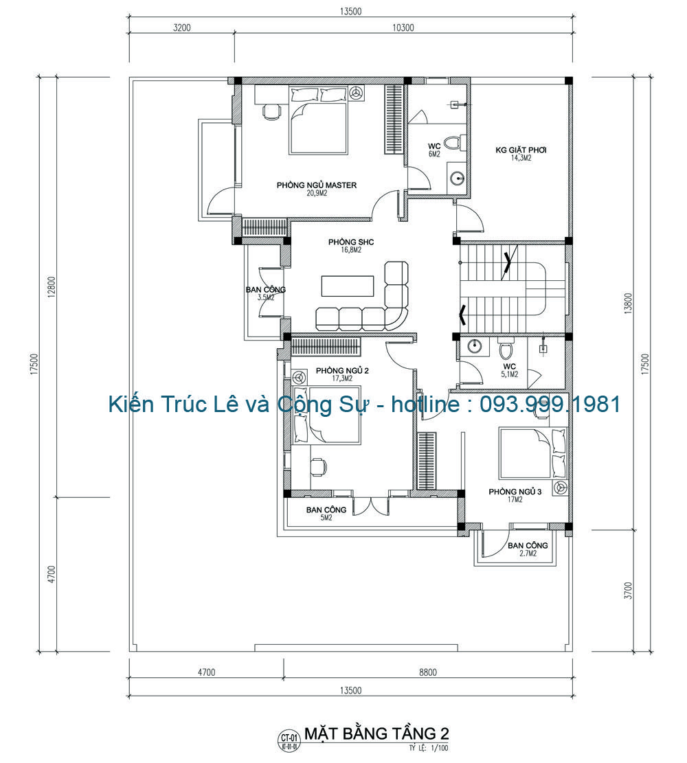 Bản vẽ mặt bằng t2 nhà 3 tầng 120m2 hiện đại