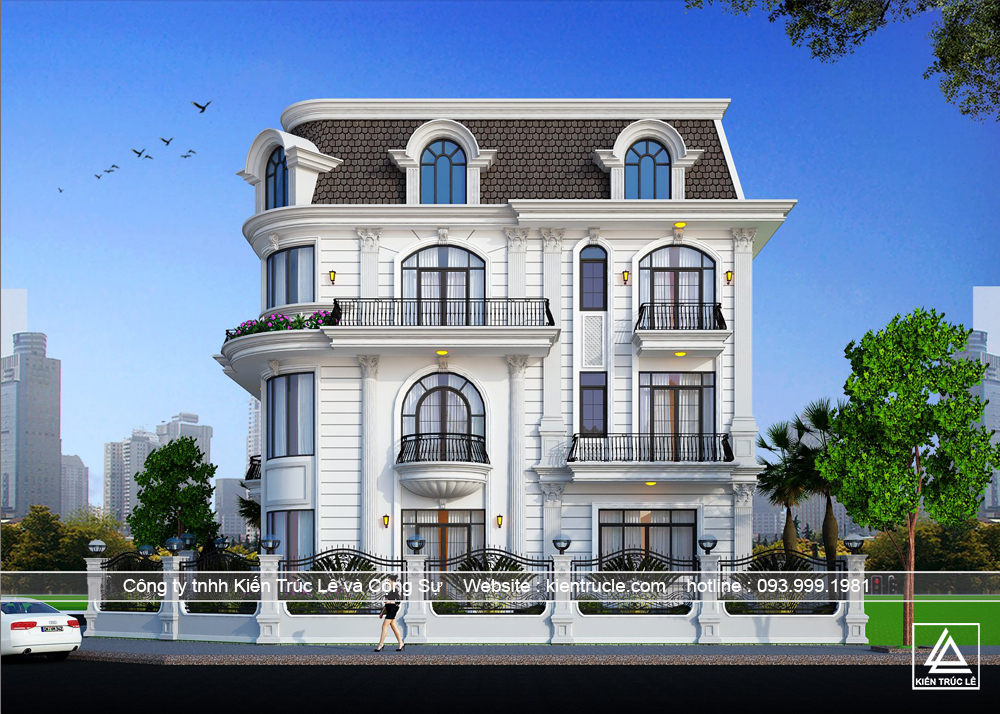 Mẫu biệt thự 3 tầng tân cổ điển đẹp 150m2