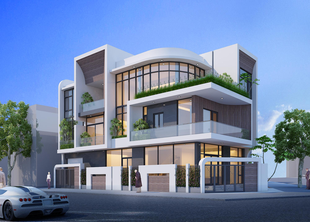 Thiết kế biệt thự lô góc 3 tầng 2 mặt tiền đẹp