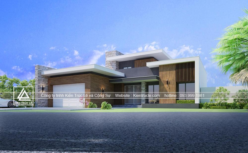 Mẫu biệt thự 1 tầng mái bằng đẹp