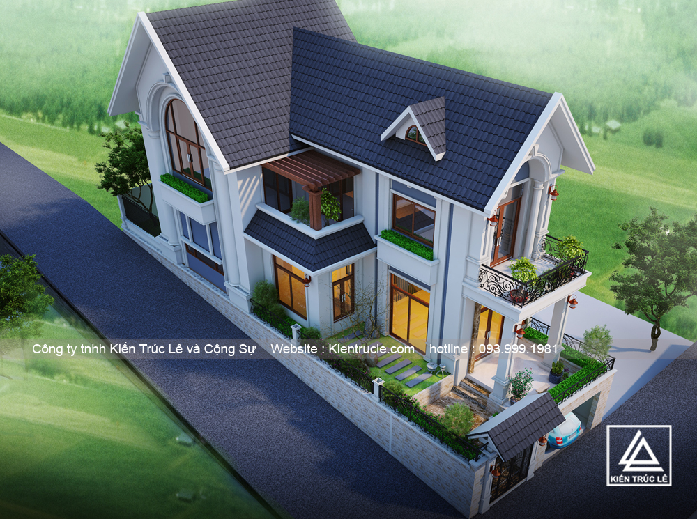 Mẫu biệt thự 2 tầng mái thái