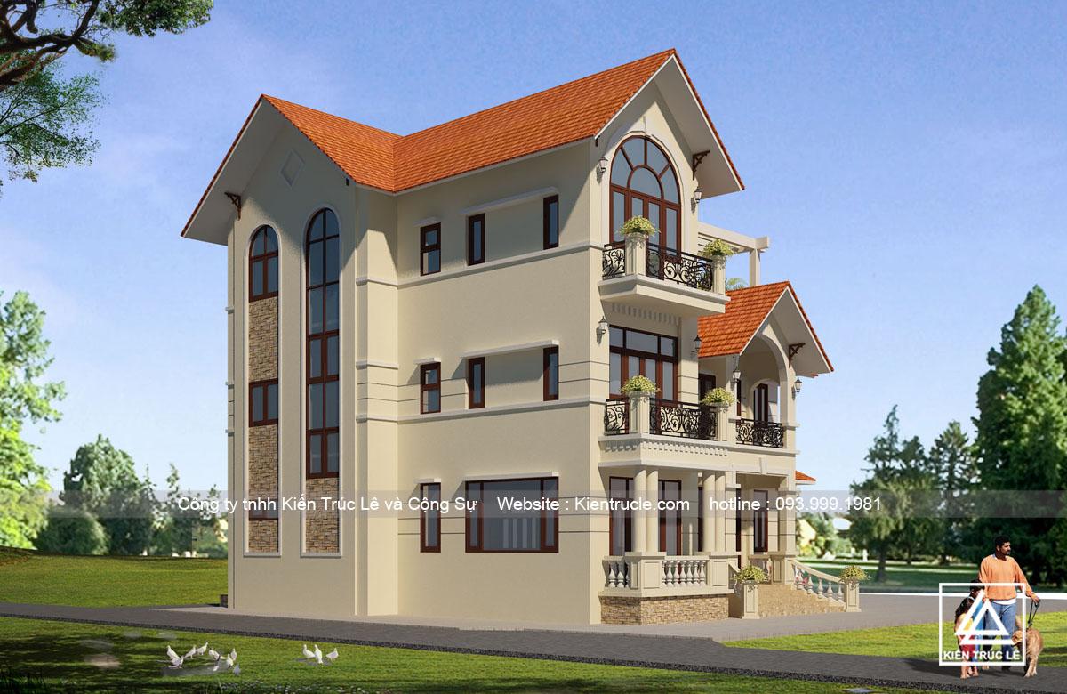Mẫu nhà 3 tầng mái thái đẹp