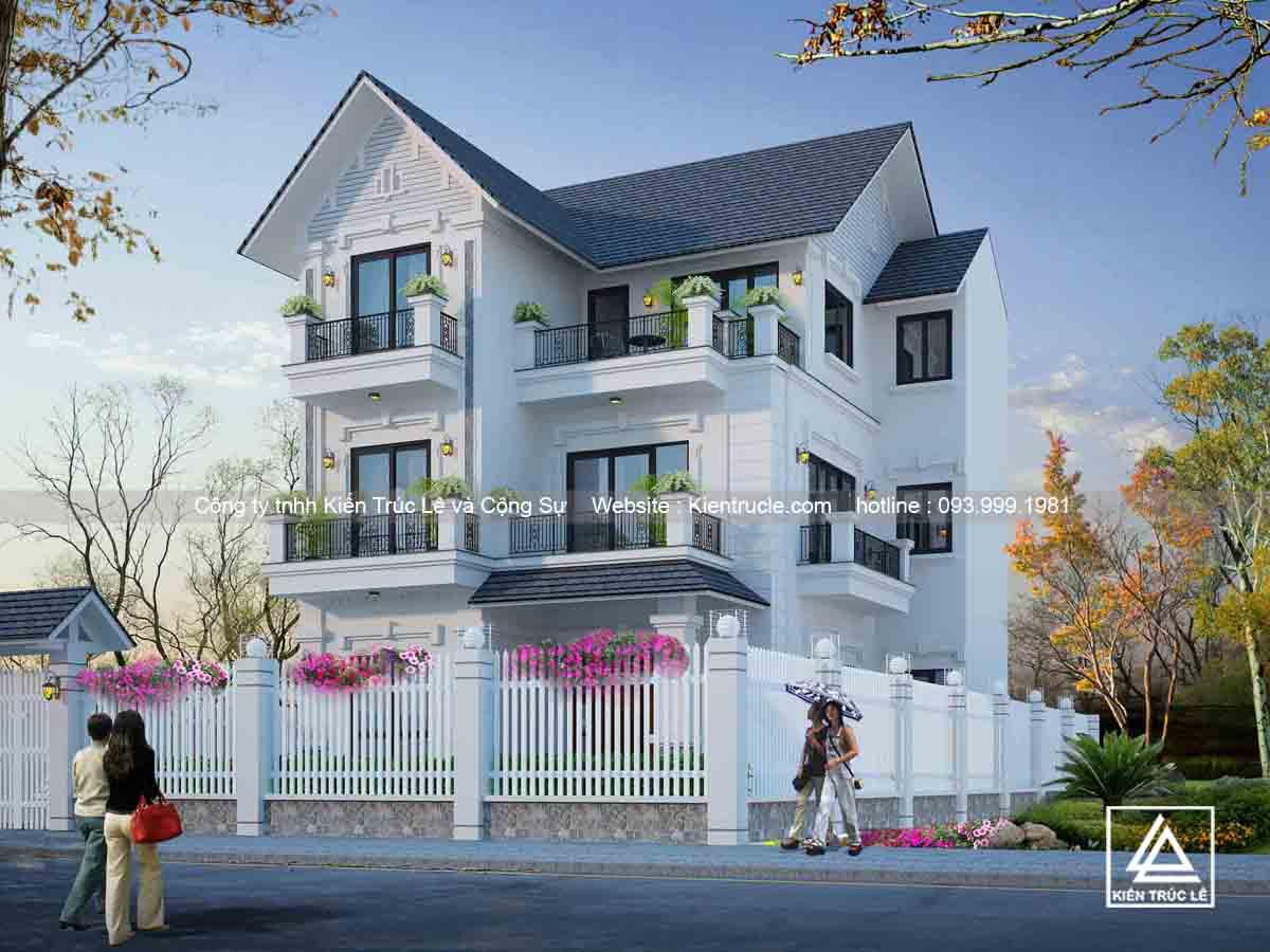 Mẫu thiết kế biệt thự 3 tầng 2 mặt tiền đẹp