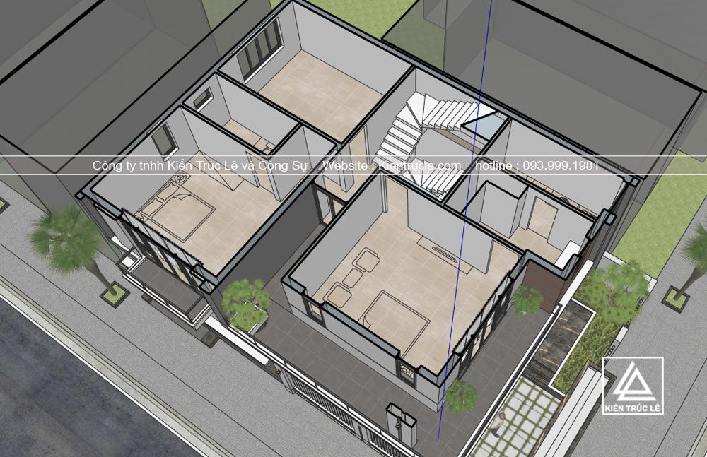 Mặt bằng t2 Nhà 3 tầng hiện đại đẹp 