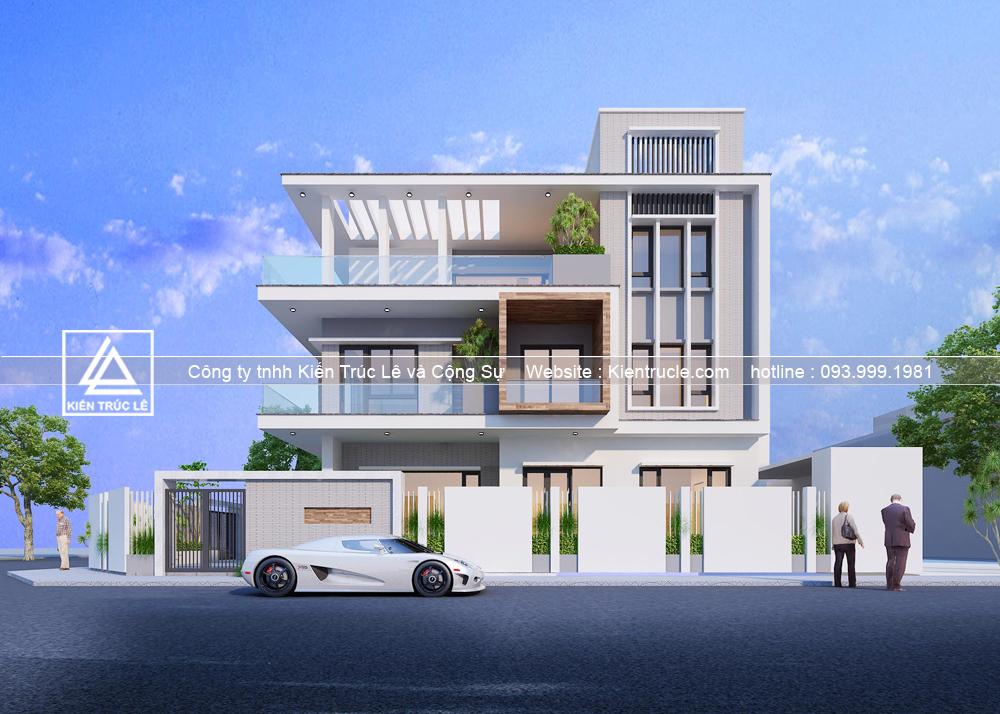 Nhà biệt thự 3 tầng mái bằng hiện đại