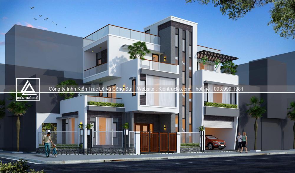 Thiết kê biệt thự mini 3 tầng 2 mặt tiền mái bằng hiện đại