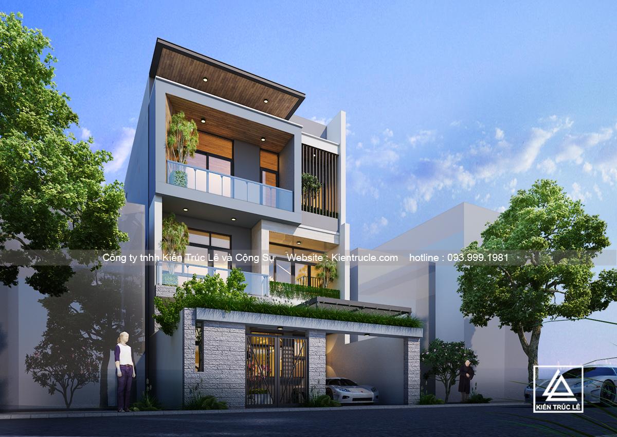 Thiết kế nhà ống 3 tầng 100m2 đẹp