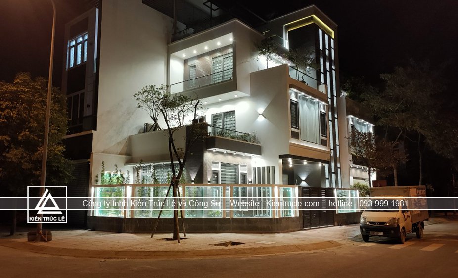 Nhà 3 tầng 2 mặt tiền lô góc đẹp hiện đại đã xây hoàn thiện.