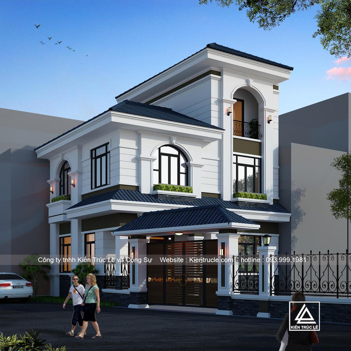 Xây nhà 3 tầng 70m2 mái thái đẹp