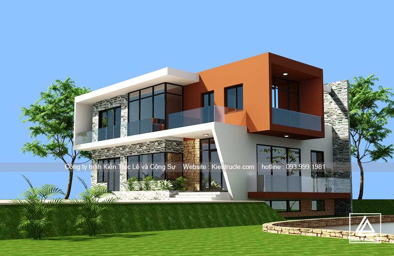 Biệt thự 2 tầng mái bằng hiện đại tại hải phòng