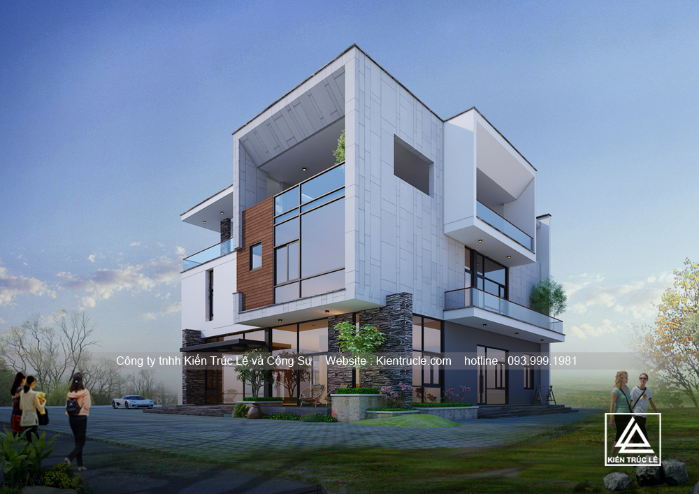 Mẫu nhà 3 tầng 6 phòng ngủ 100m2 đẹp