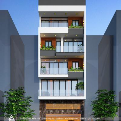 Mẫu nhà 5 tầng đẹp có thang máy