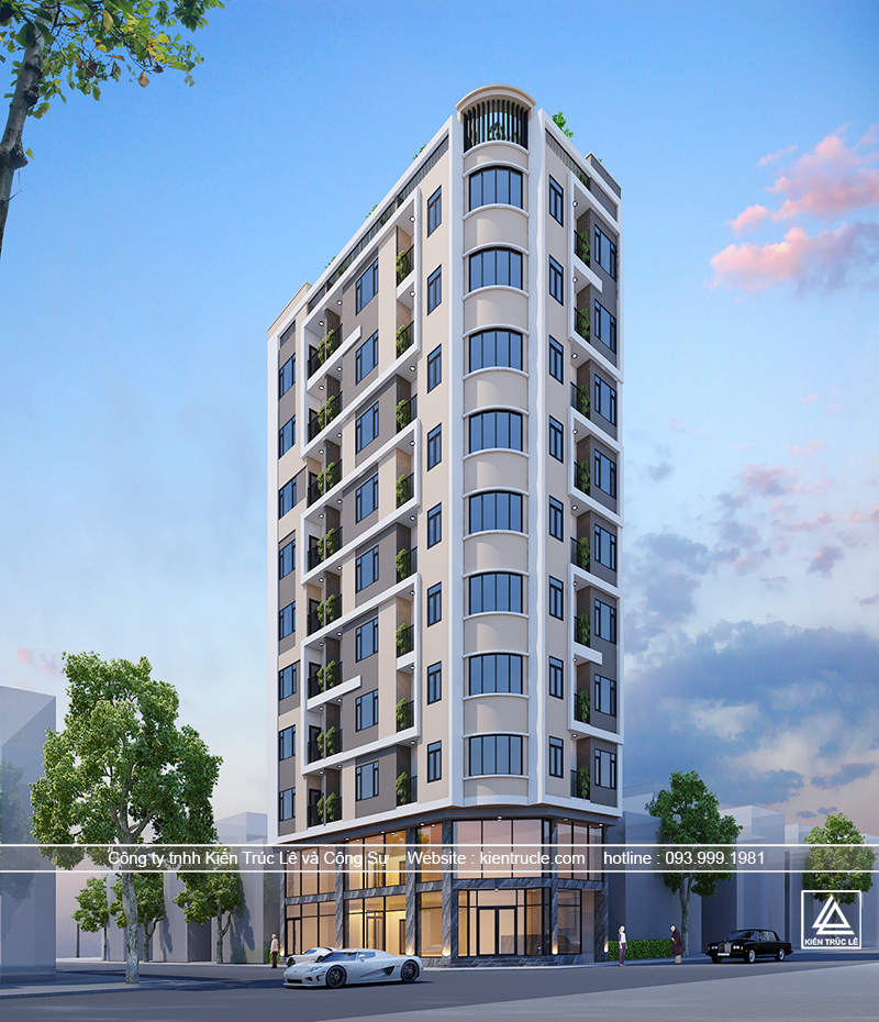 Dự án thiết kế mẫu nhà cho thuê 10 tầng lô góc tại Hà Nội