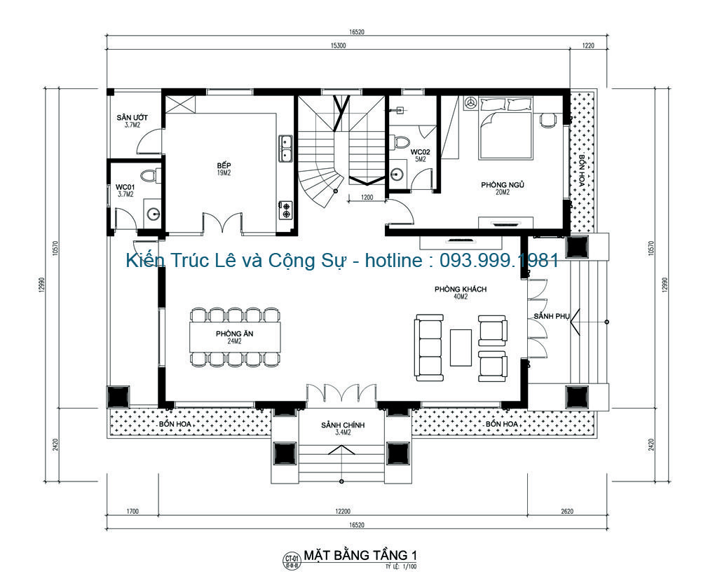 Bản thiết kế biệt thự 2 tầng tân cổ điển