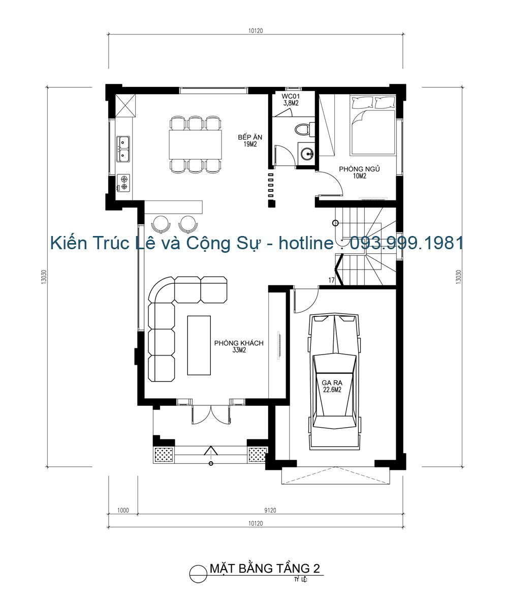 Bản vẽ thiết kế nhà 2 tầng 4 phòng ngủ