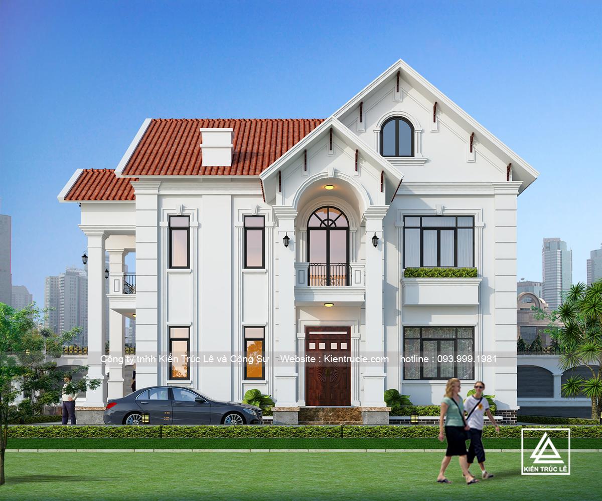 Mẫu biệt thự 2 tầng mái thái đẹp