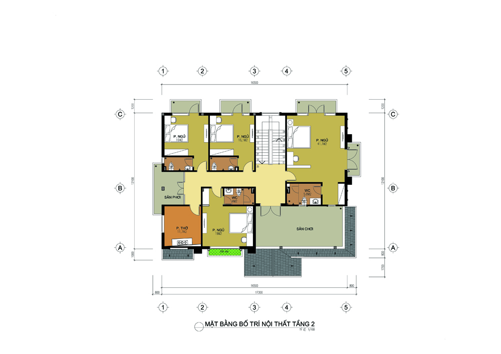 Bản vẽ mặt bằng tầng 2 mẫu biệt thự 2 tầng 200m2 mái thái đẹp