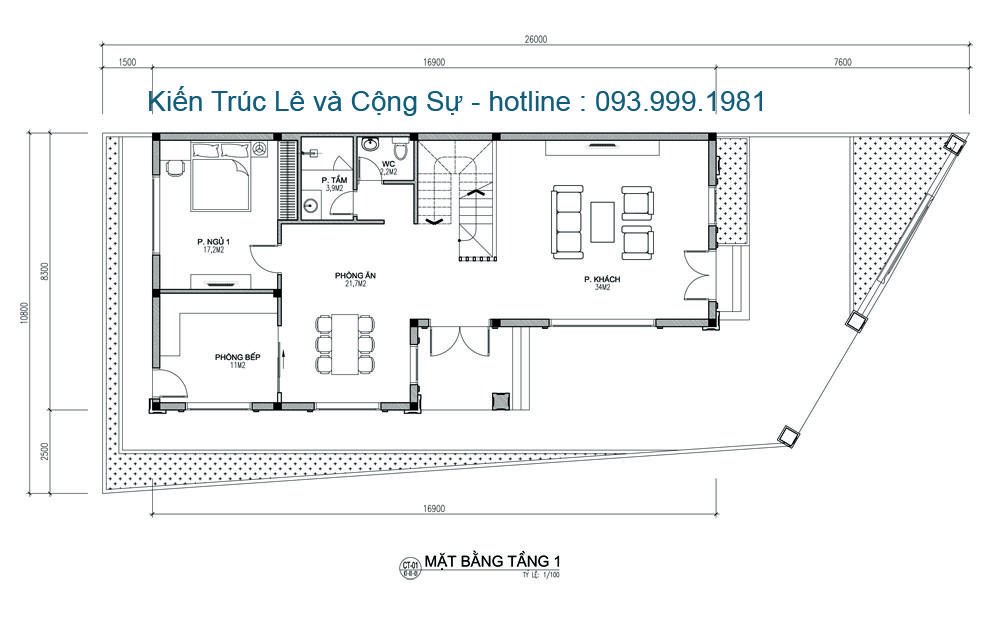 Bản vẽ nhà 2 tầng 2 mặt tiền
