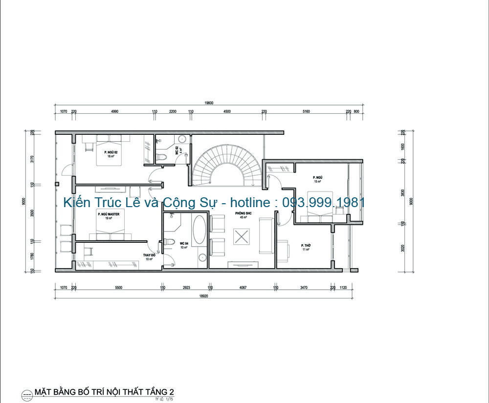 Bản vẽ bố trí công năng t2 nhà 2 tầng 170m2 đẹp