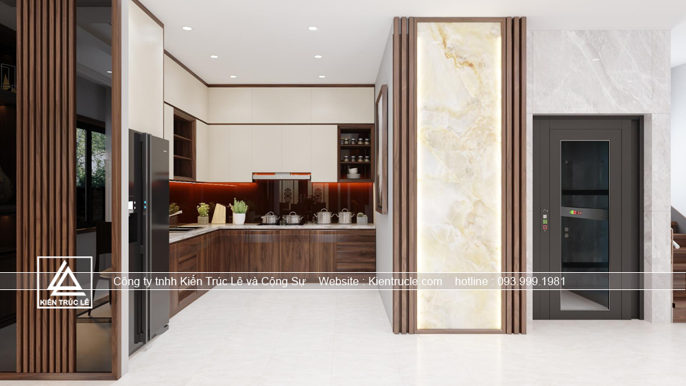 Bếp ăn gỗ óc chó đẹp