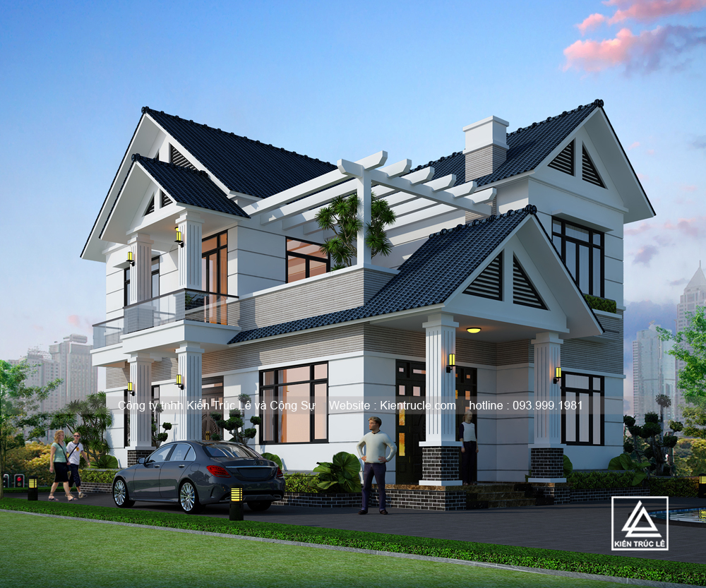 Biệt thự 2 tầng mái thái 120m2 đẹp nhất