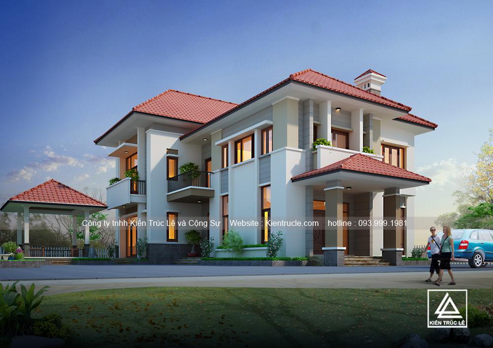 Biệt thự 2 tầng mái thái đẹp