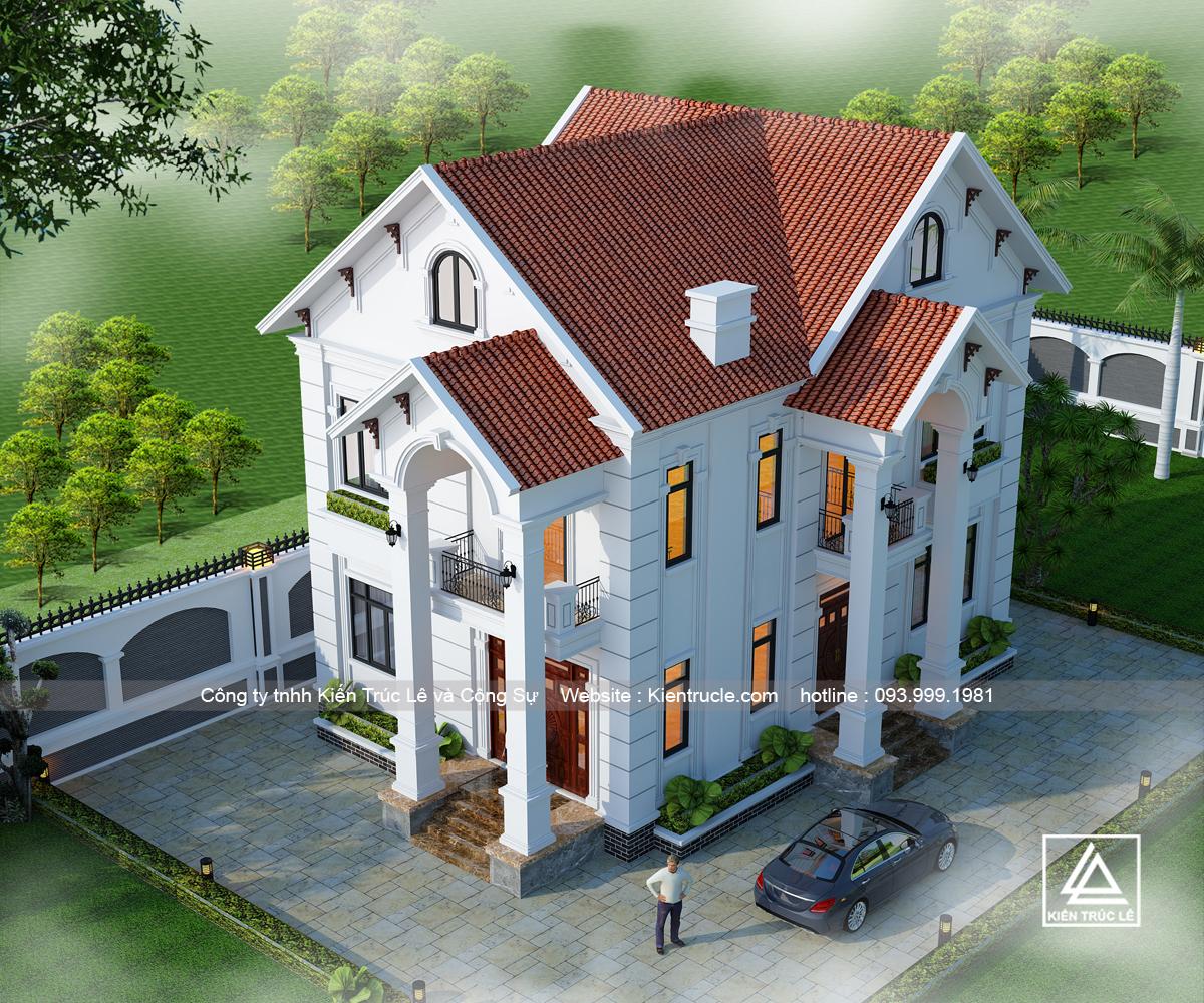 Biệt thự 2 tầng mái thái tân cổ điển đẹp ở tại bắc ninh