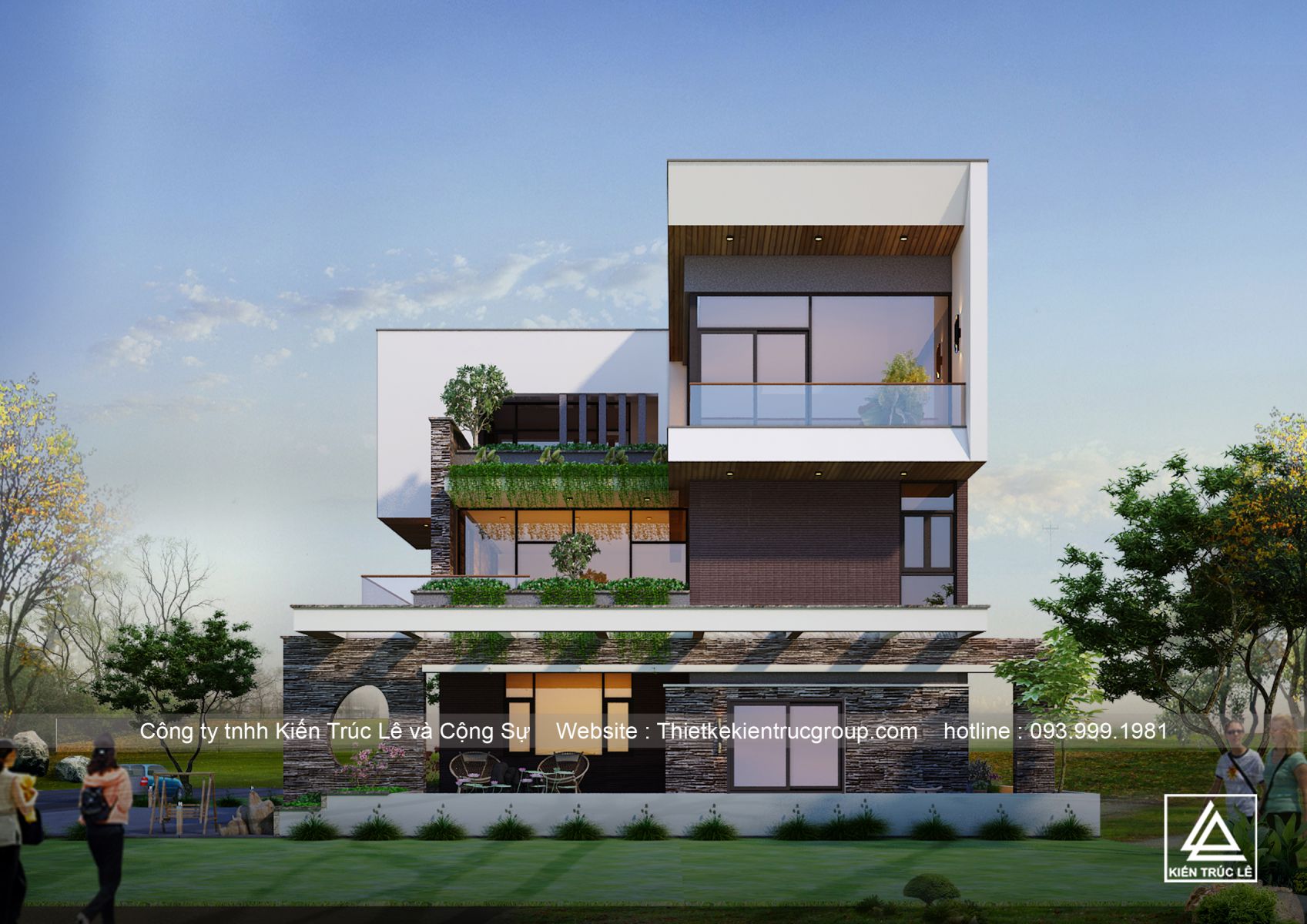 Biệt thự 3 tầng 5 phòng ngủ đẹp