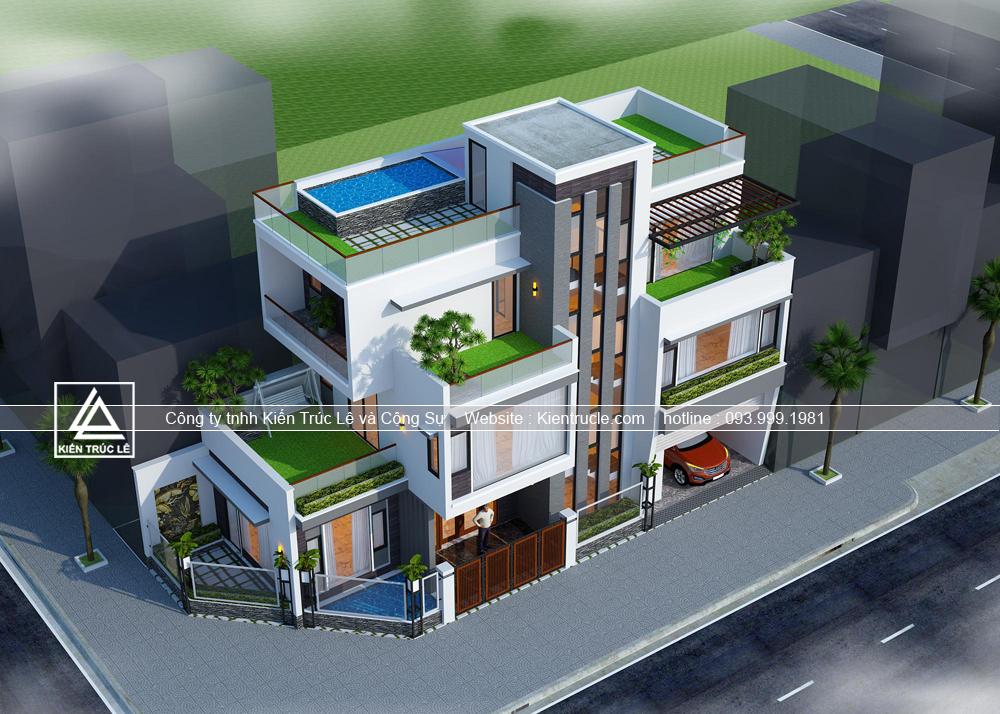 Biệt thự 3 tầng hiện đại mái bằng đẹp
