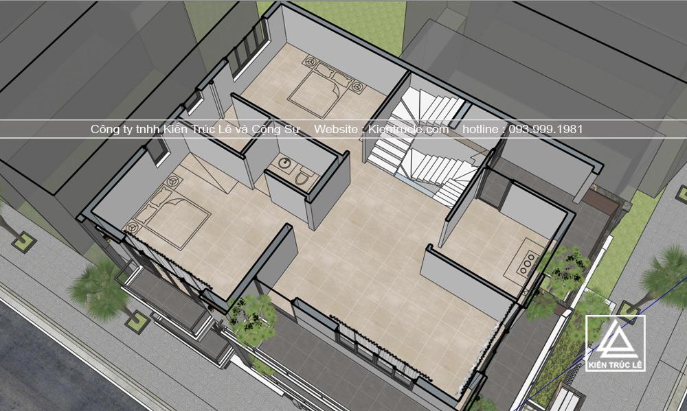 Mặt bằng t3 nhà biệt thự 3 tầng mái thái hiện đại