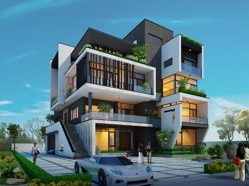 Mẫu thiết kế biệt thự 4 tầng hiện đại