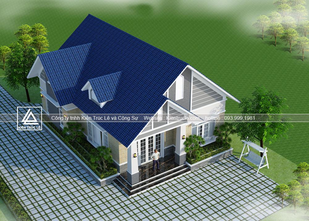 Bản vẽ 3D Mẫu nhà cấp 4 mái thái đẹp