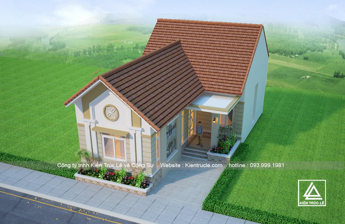 Biệt thự mini 1 tầng mái thái đẹp