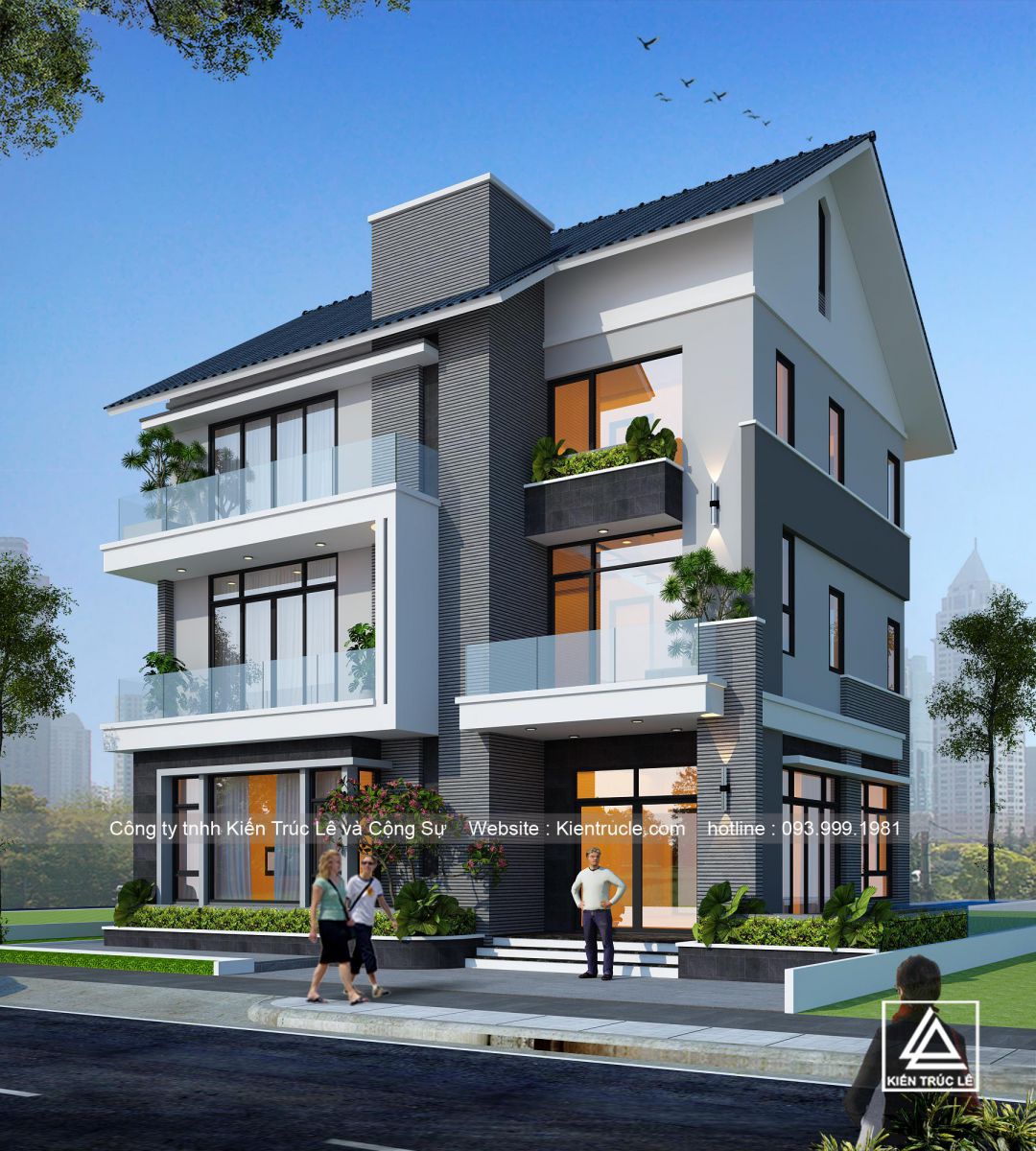 Biệt thự mini 3 tầng 100m2 mái thái