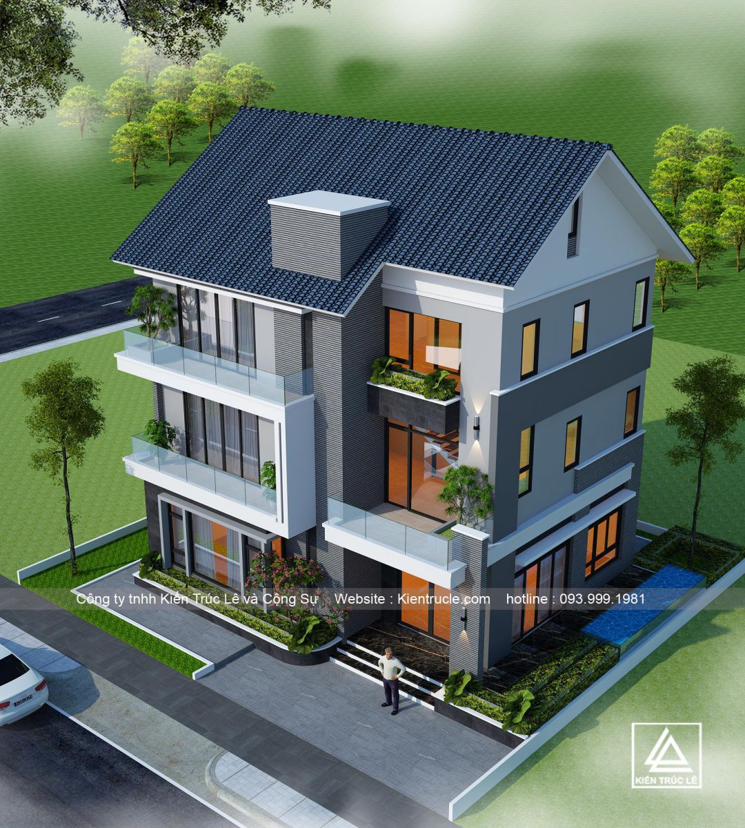 Biệt thự mini 3 tầng mái thái