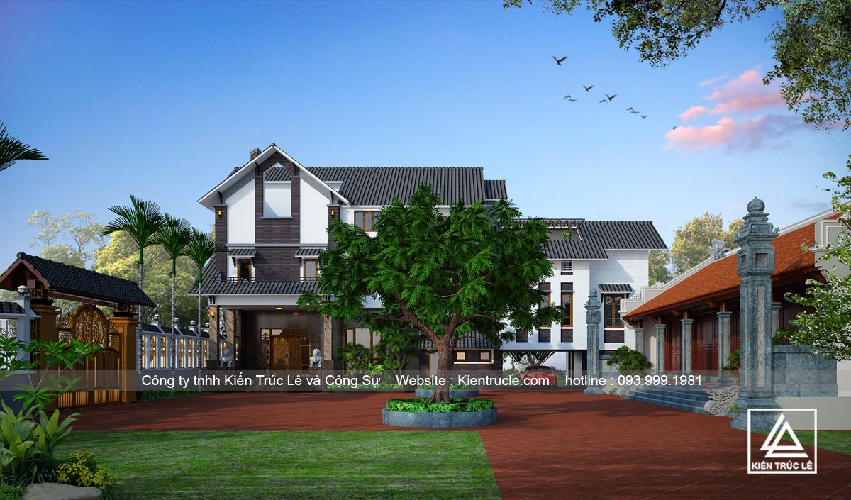 Biệt thự sân vườn 3 tầng 150m2 mái thái