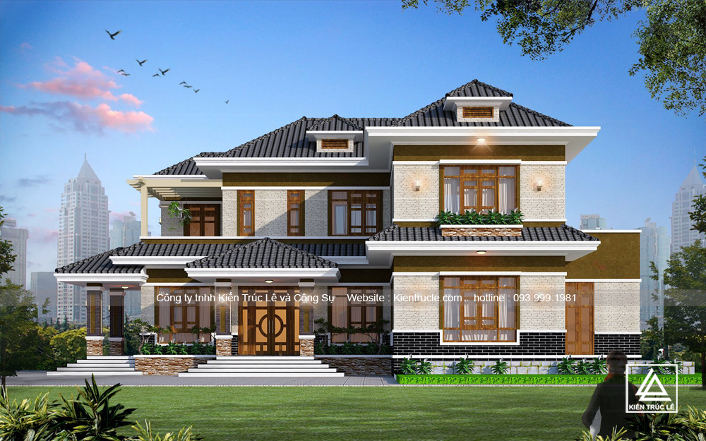 Các mẫu nhà biệt thự 2 tầng mái thái đẹp