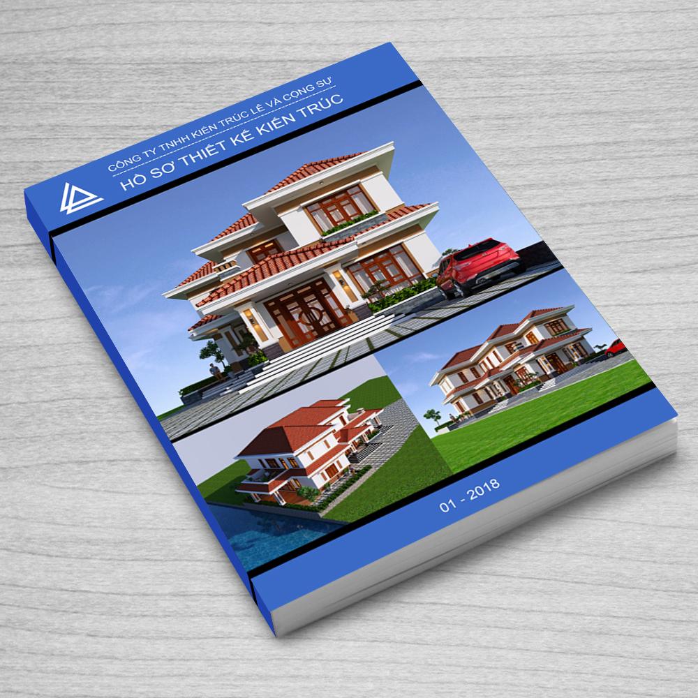 Hồ sơ bản vẽ thiết kế mẫu nhà biệt thự 2 tầng 150m2 mái thái đẹp