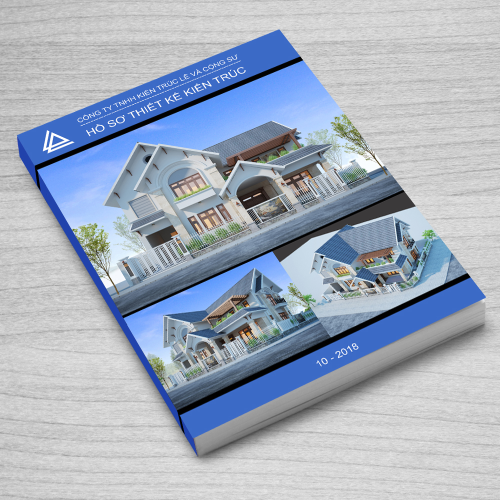 Hồ sơ bản vẽ nhà biệt thự 2 tầng 200m2 mái thái đẹp