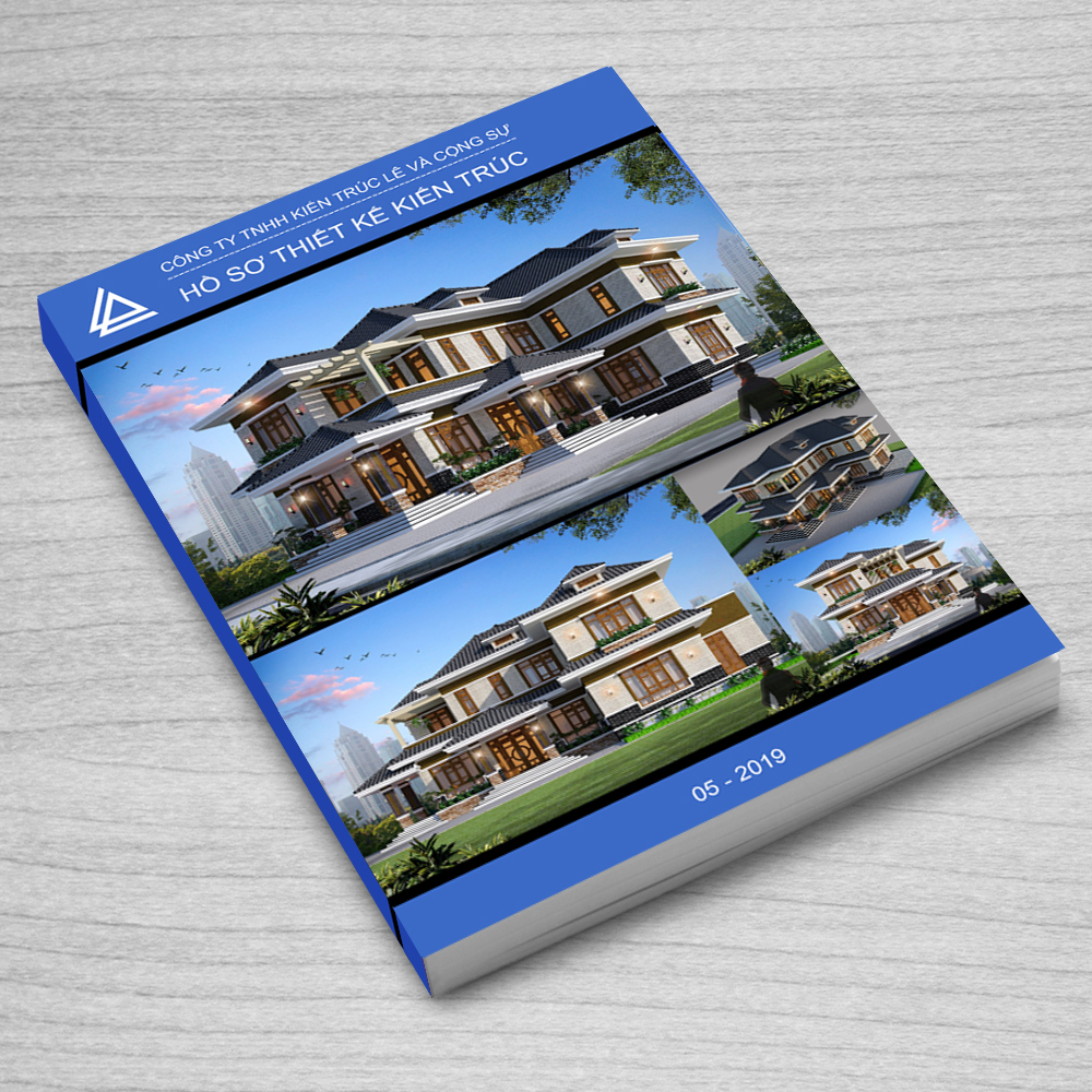 Hồ sơ bản vẽ mẫu thiết kế biệt thự 2 tầng mái thái 150m2 đẹp