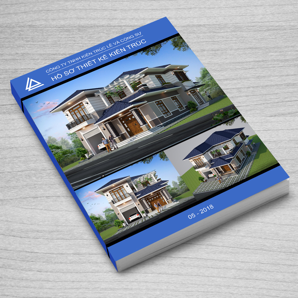 Hồ sơ bản vẽ thiết kế nhà biệt thự 2 tầng 120m2 mái thái 4 phòng ngủ đẹp