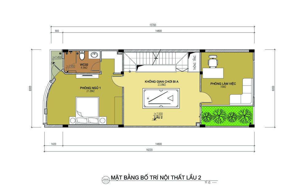 Mặt bằng t2 nhà 4 tầng