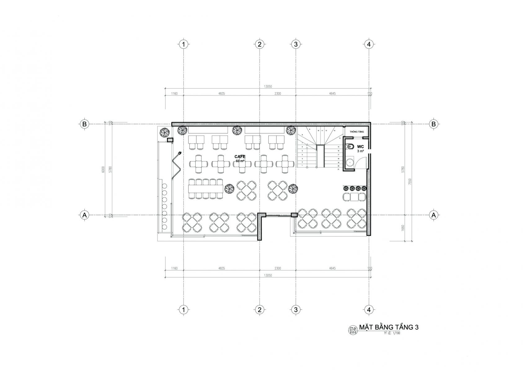 Mặt băng t3 nhà phố 6mx12m 4 tầng