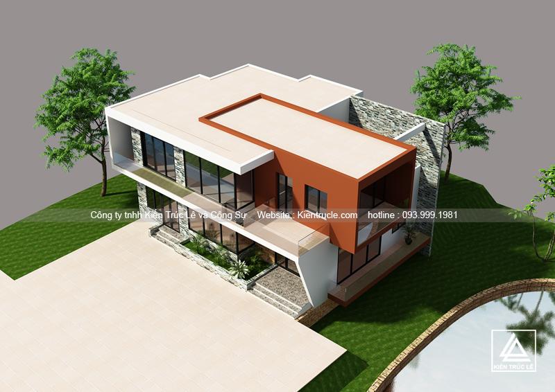 Mẫu biệt thự 2 tầng mái bằng hiện đại đẹp