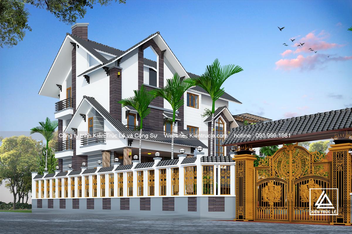 Mẫu biệt thự 3 tầng kiểu pháp