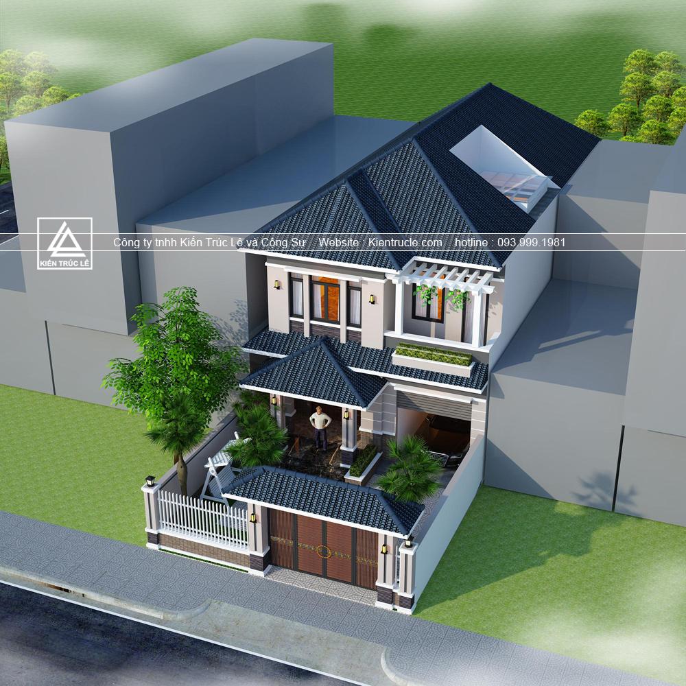 Mẫu biệt thự phố 2 tầng mái thái đẹp