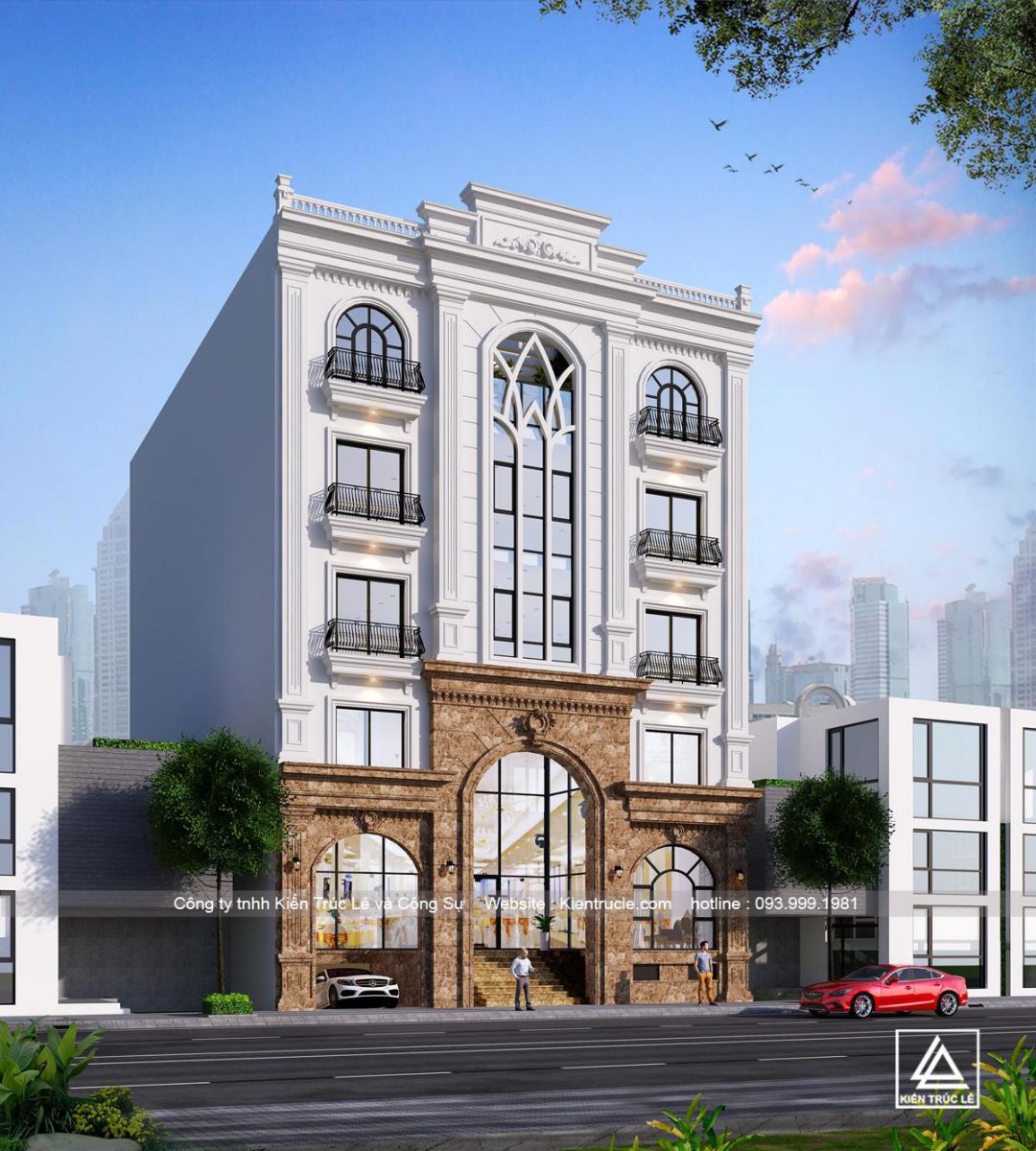 Mẫu khách sạn mini 5 tầng tân cổ điển