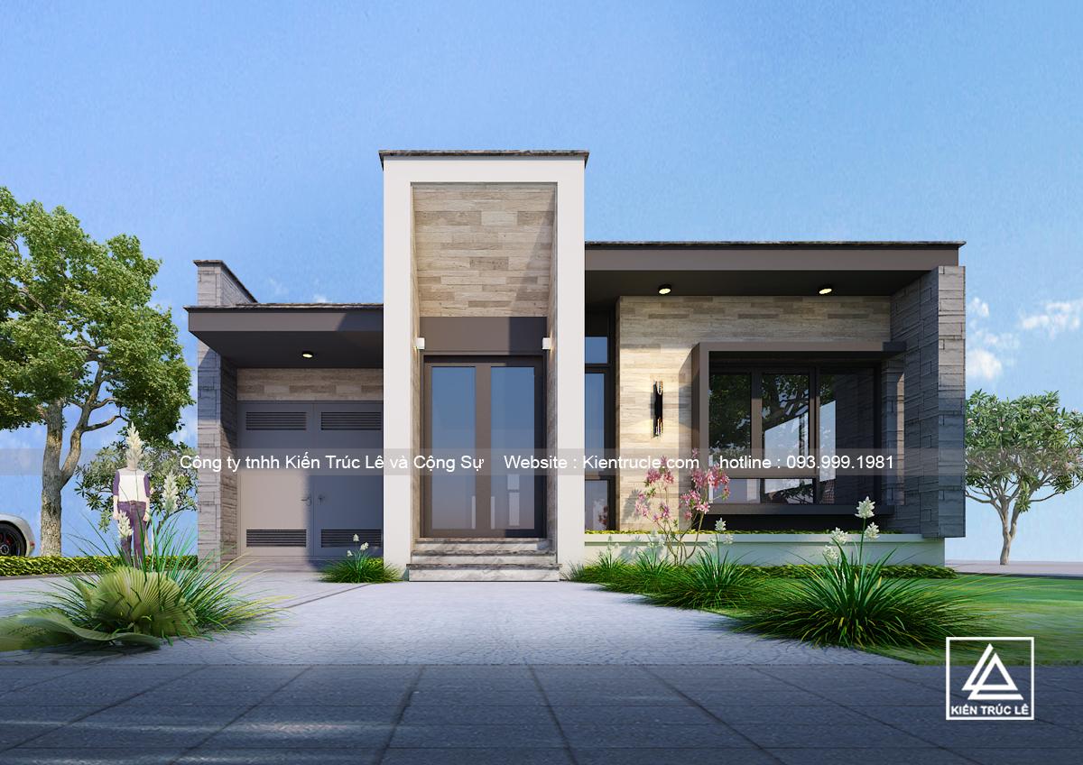 Mẫu nhà 1 tầng 3 phòng ngủ hiện đại