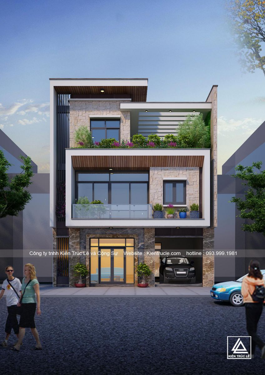 Mẫu nhà 3 tầng 140m2 đẹp hiện đại