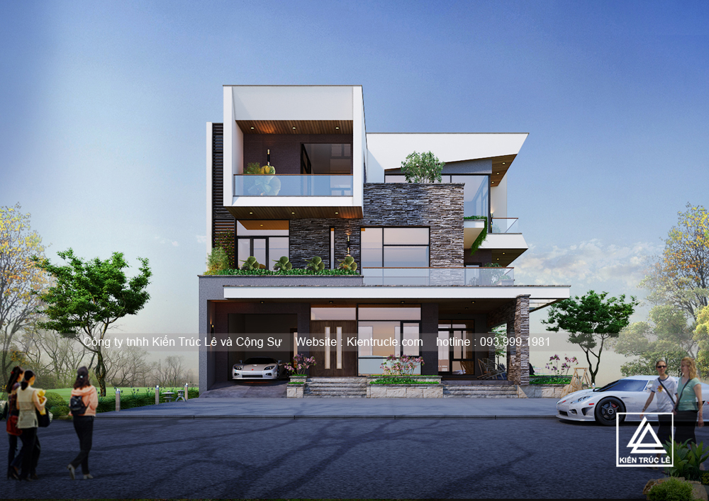 Mẫu nhà 3 tầng 5 phòng ngủ 100m2 đẹp